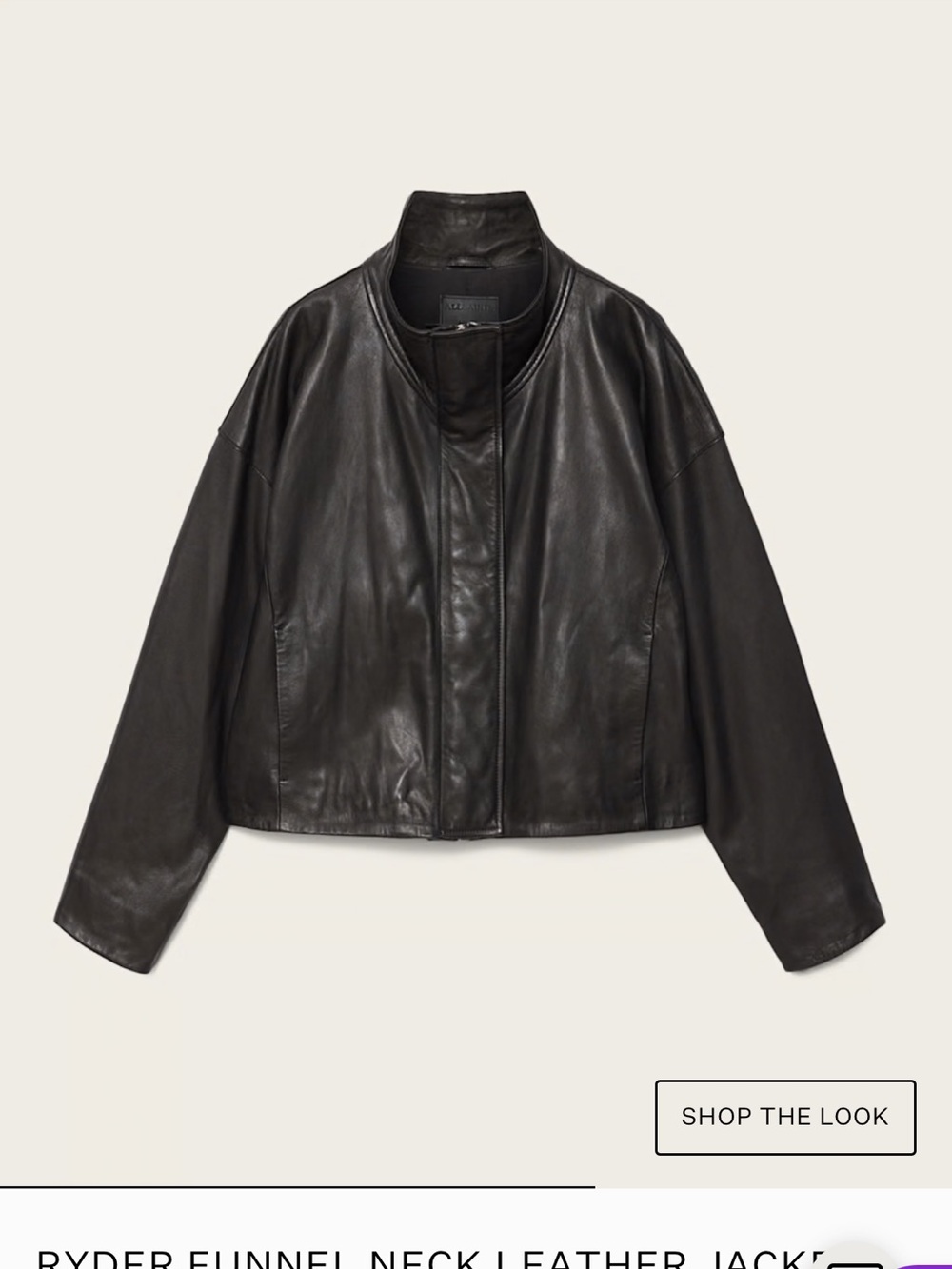 All Saints Ryder Black Cropped Leather Jacket - Picture 11 of 16
